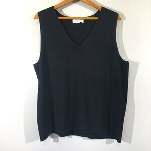 Worthington Black Sleeveless V Neck Knit Basic Tank